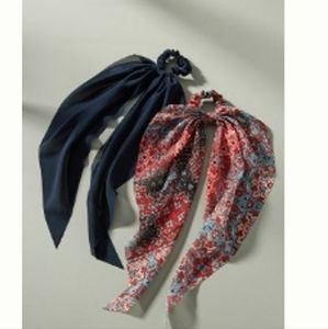 Anthropologie Bayside Bow-tied Hair Tie/scarves set - navy